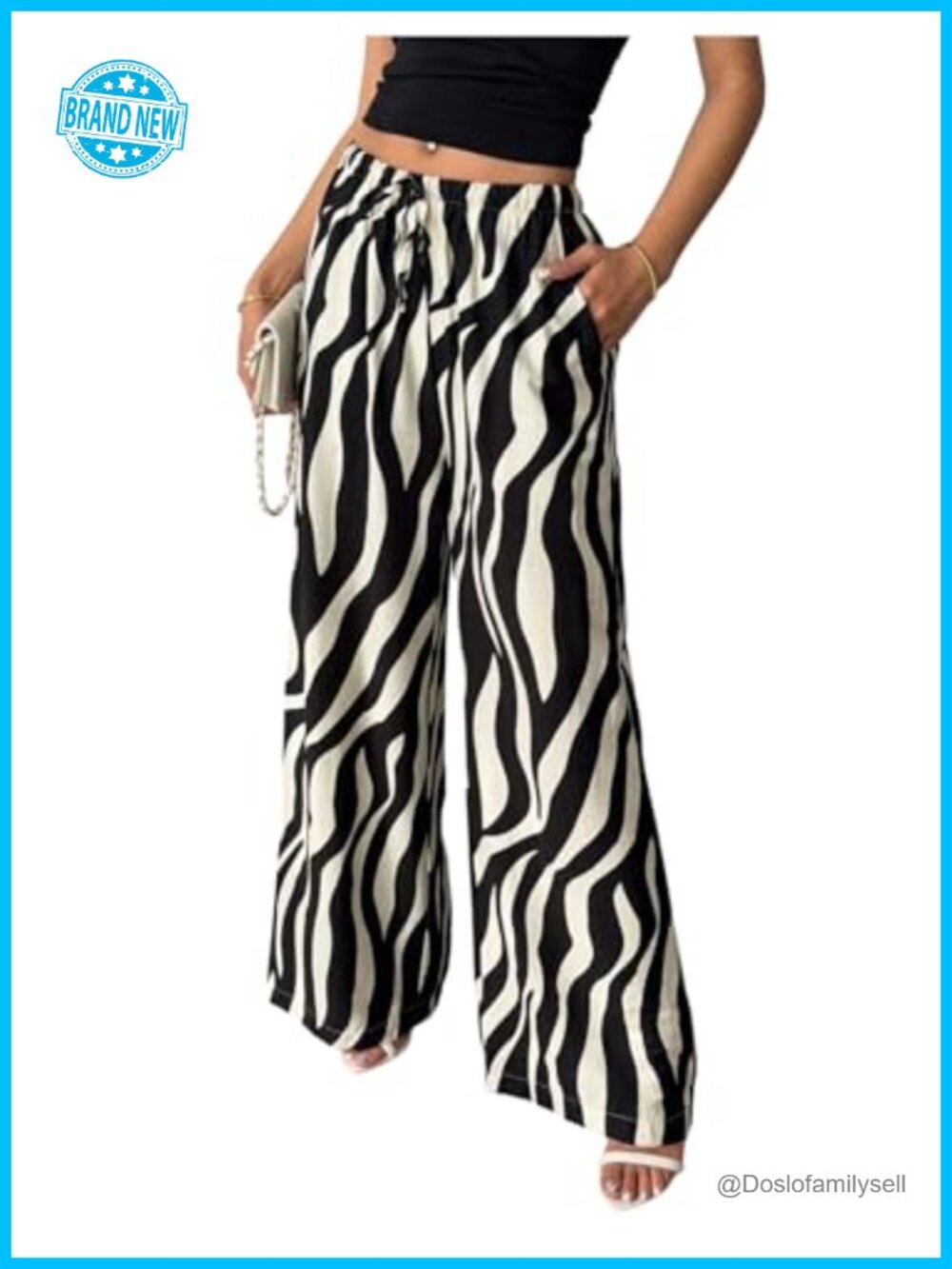 Wide Leg Linen Palazzo Pants Boho High Waisted Flowy Trousers